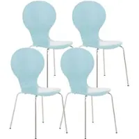 DELUKE 4er Set Besucherstuhl ATHENS Holz Hellblau 43x45x86cm Konferenzstuhl Wartezimmerstuhl Bürostuhl