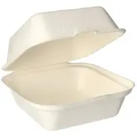Papstar 125 Hamburger-Boxen Zuckerrohr "pure" 8 cm x 14 cm x 15 cm weiss