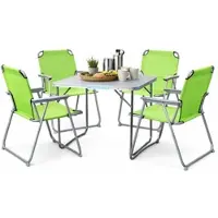 Mojawo 5-teiliges Campingmöbel Set Alu L80xB60xH68cm Limegrün