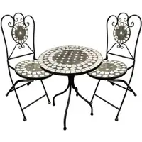 Mojawo 3tlg. Mosaik Sitzgruppe Gartengarnitur Bistrogarnitur Gartenmöbel Ø60cm
