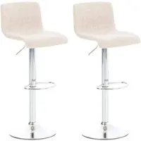 Proregal CHEFGASTRO 2er Set Barhocker MAUI Stoff Chrom HxBxT 84x39x36cm Stoff Creme Barstuhl