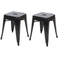Proregal 2er-Set Hocker Sitzhöhe 46cm Metall Industriedesign Stapelbar Schwarz Metallhocker Sitzhocker