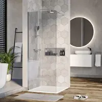 NEXTREND - GmbH Duschabtrennung Walk-In Nano Echtglas EX101 - Klarglas - 10 mm - Wandprofil Chrom - Breite wählbar, Breite Walk-In:800mm