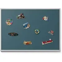 Tulup Magnettafel Wand-Magnettafel für Reisesouvenirs Farbe Dunkeltürkis 100x70 cm Blech Magnettafel für Sammlermagnete Silberner Rahmen