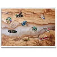 Tulup MAGNETTAFEL 100x70 cm Weißer Rahmen Holzstruktur Mit Harz