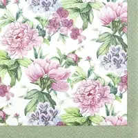 Home Fashion , Botanical Romance, Lunch-Servietten aufgefaltetes Maß 33 cm x 33 cm, im Viertelfalz, 20 Stück pro Pack, 12 Pack pro Karton
