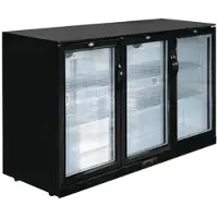 Polar Trasbarra Vitrine, 3 Flügeltüren, Blech/Aluminium/Glas, 85 x 135 x 52 cm, 280W, luftgekühlt, 320L, schwarz, GL014