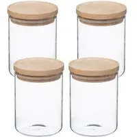 Wellhome - Set mit 4 Gläsern aus Glas und Holz, 600 ml