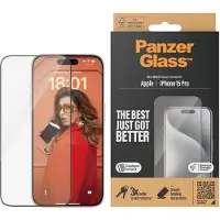 PanzerGlass Ultra-Wide Fit Antibakterieller Displayschutz mit Applikator für das Apple iPhone 15 Pro