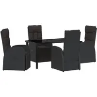 vidaXL Garten Essgruppe mit Kissen 5-Tlg Schwarz Poly Rattan 3379529