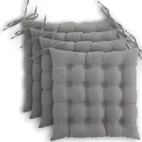 Wometo 4er Set Sitzkissen Stuhlkissen 40x40 OEKO-TEX - grau mittelgrau Sitzauflage Bank Polster Sitzpolster mit Bändern / Schleife, Indoor / Outdoor