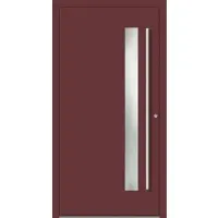 Haustuerenland.de Aluminium Haustür RC2 "SABRINA" 90 mm Rotbraun RAL 8012 innen öffnend DIN rechts