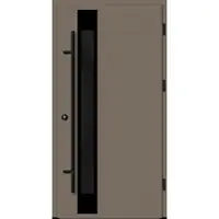 Haustuerenland.de Flügelüberdeckende Aluminium Haustür "SABRINA" 82 mm RC2 BLACKLINE Beigegrau RAL 7006 beidseitig außen öffnend DIN rechts