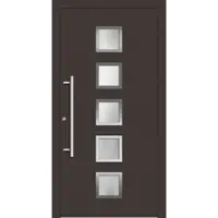 Haustuerenland.de Haustür "SISSI" 79 mm RC3 mit Edelstahl Graubraun RAL 8019 innen öffnend DIN links