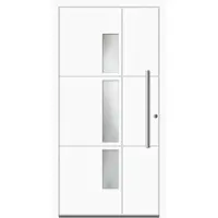Haustuerenland.de Aluminium Haustür "TIANA" 60 mm RC2 flügelüberdeckend Weiß RAL 9016 beidseitig innen öffnend DIN rechts