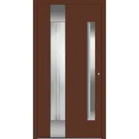Haustuerenland.de Aluminium Haustür mit Griffmulde "PHILIPPA" 78 mm RC2 Mahagonibraun RAL 8016 beidseitig innen öffnend DIN rechts
