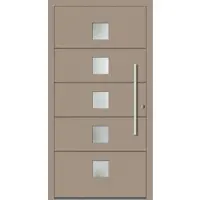 Haustuerenland.de SCHÜCO ADS 75.SI Haustür Aluminium "PANDORA" Graubeige RAL 1019 innen öffnend DIN rechts