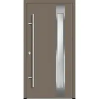 Haustuerenland.de Flügelüberdeckende Aluminium Haustür "PALOMA" 82 mm RC2 Beigegrau RAL 7006 beidseitig innen öffnend DIN links