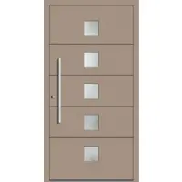 Haustuerenland.de SCHÜCO ADS 75.SI Haustür Aluminium "PANDORA" Graubeige RAL 1019 beidseitig innen öffnend DIN links