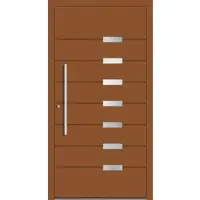 Haustuerenland.de RC2 Aluminium Haustür "VIVIEN" 78 mm Lehmbraun RAL 8003 beidseitig innen öffnend DIN links
