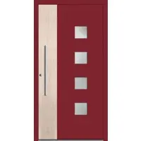 Haustuerenland.de SCHÜCO Aluminium Haustür "XENIA" ADS 75.SI RC2 Purpurrot RAL 3004 innen öffnend DIN links