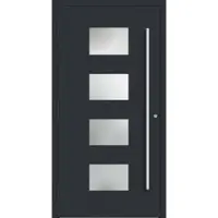 Haustuerenland.de Aluminium Haustür "WILHELMINE" 90 mm RC2 Anthrazit RAL 7016 außen öffnend DIN links