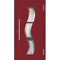 Haustuerenland.de Flügelüberdeckende Aluminium Haustür "SOPHIE" RC2 Purpurrot RAL 3004 beidseitig außen öffnend DIN rechts