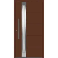 Haustuerenland.de Aluminium Haustür RC2 "PETRA" 78 mm Mahagonibraun RAL 8016 beidseitig innen öffnend DIN links