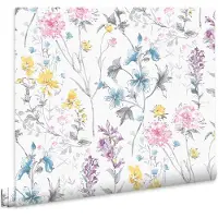 Laura Ashley Vliestapete "Wild Meadow" gemustert FSC zertifiziert, mit lebhaftem Druck, 10 Meter Länge