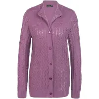 Goldner Strickjacke "Kurzgröße Ajourstrickjacke" Hübsche Strickblüten mit glänzenden Zierperlen