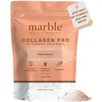 Marble Collagen Pro – Peach Hibiscus | Reines Weidekollagen mit Vitamin C, Zink & Biotin 450 g Pulver