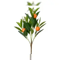 Décoris Kunst Zweig vom Mandarinen Baum 19x58cm aus Kunststoff Kunstpflanze Orangenpflanze Frühlingsdeko Sommerdeko Balkondeko Zimmerdeko Orange Weiß Grün