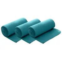 Wometo 3er Set Polar Fleecedecke 130x160 cm, OEKO-TEX ca. 400g Gewicht, mit Antipilling & Kettelrand - Farbe türkis