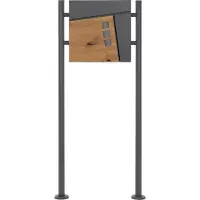 ML-Design Standbriefkasten mit Zeitungsfach Anthrazit-Holzoptik Ständer 120 cm