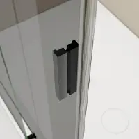 NEXTREND - GmbH Eckdusche mit Schiebetür NT806 FLEX Schwarz matt - Nano Graues Glas - Glasstärke wählbar, Breite Schiebetür-Element:100 cm, Breite Seitenwand:100cm, Glasstärke:6mm ESG-Sicherheitsglas