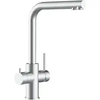 VIZIO 5 Wege Wasserhahn Küchenarmatur Edelstahl Massiv mit 360° Schwenkbarem L Auslauf Gebürstet