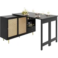 STILVORA Küchenwagen mit Schubladen,Kücheninsel Buffetschrank mit Bremsen&verstellbaren Regale,Küchenschrank für Esszimmer,Wohnzimmer&Küche,Schwarz