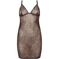 Hunkemoller Leopard Mesh-Slipdress Schwarz