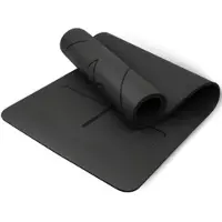 DELUKE Yogamatte rutschfest KARDY [Mit Tragegurt] 10 mm Dicke | Yoga Matte dick Gymnastikmatte Trainingsmatte Fitnessmatte für Sport , Schwarz