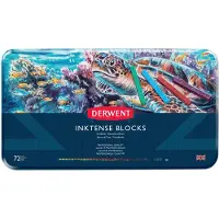 Derwent Inktense-Blöcke, 72er-Dose, 72er-Set, 8-mm-Blöcke, weiche Textur, wasserlöslich, ideal für Aquarellzeichnungen, Malen, Basteln und Malen