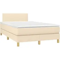 Syfax Boxspringbett mit Matratze Creme 120x190 cm Stoff