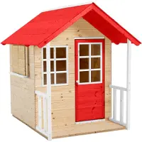 50nrth Zwerkules, Holzspielhaus "Lolla", natur / rot, mit Veranda