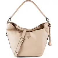 GUESS Beige Damenhandtasche mit verstellbarem Riemen und Schlüsselanhänger