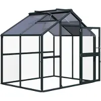 KGT , Aktionsangebot (inkl. 65 Euro Zubehör): Gewächshaus "Novum II", tannengrün, 5,7 m², 4 mm ESG, 10 mm HKP
