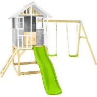 Zwerkules Valli 3 Kinder Stelzenhaus mit Rutsche und Schaukel Holz