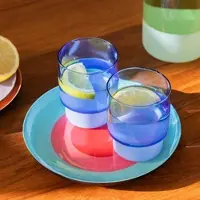 REMEMBER Gläser "Jill" blue, Borosilikatglas, H 9 cm, Ø 7 cm, 220 ml, hitzebeständiges 2er-Set
