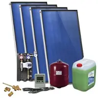 SUNEX Solarpaket für Brauchwasser mit 4x AMX 2.0 Flachkollektoren, 8,00m2, Flachdachmontage, ohne Speicher
