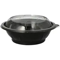 Papstar Starpak 25 Salatschalen, PET 600 ml Ø 16,6 cm · 5,9 cm schwarz "Snap It" mit Deckel R-PET glasklar | Folie (25 Stück)