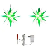 Herrnhuter 6162 Innenstern A1e grün/weiß (13cm) 2er Set LED inklusive Netzgerät 500mA mit Timer