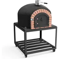 MAESTRO FERRETERO MF - Holzbackofen für den Außenbereich Modell GRAN CANARIA (Schwarz - 80 x 80 x 170 cm) – Isoliert mit Kork und 3 Keramikmatten